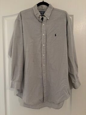 Ralph Lauren Men’s Blue and White Micro-Check Button-Down Shirt